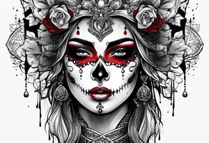 Bloody bandage woman face magic skulls tattoo idea