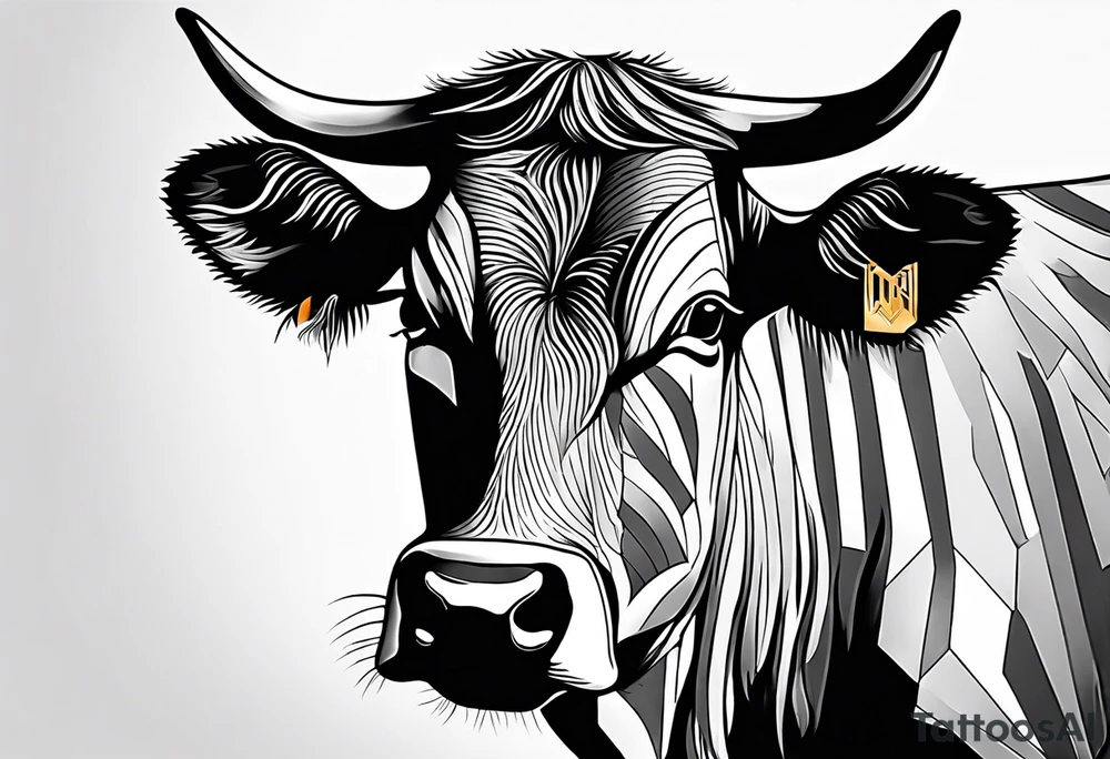 a cow with a sheet over its head and eyes cut out of the sheet tattoo idea