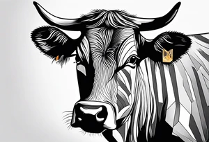 a cow with a sheet over its head and eyes cut out of the sheet tattoo idea