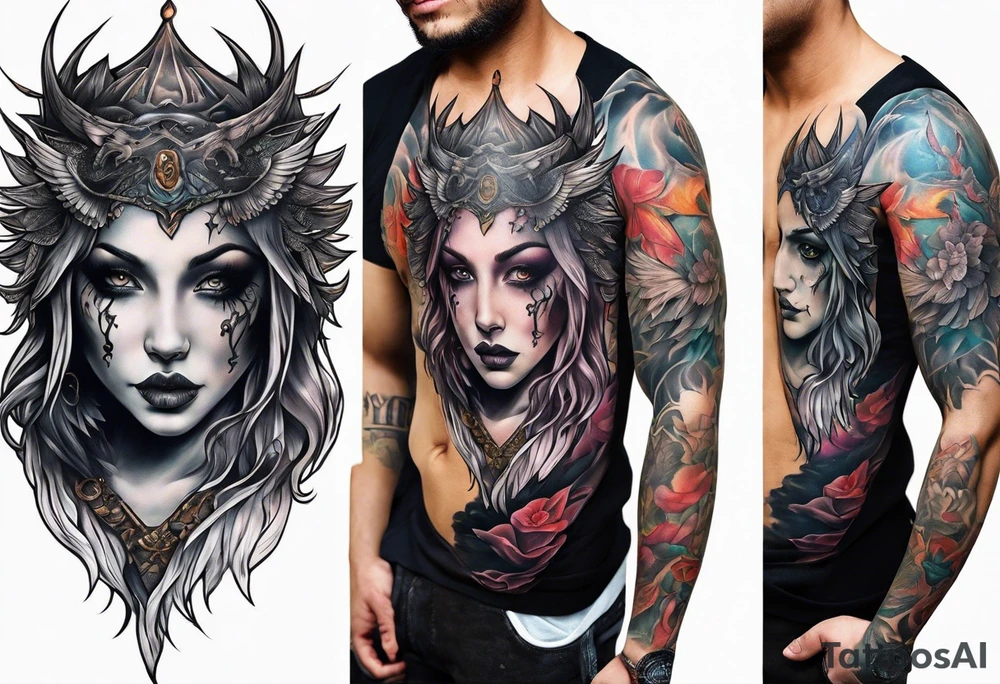portrait of a creature animal death angel tattoo idea