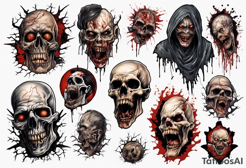 Gruesome horror scene tattoo idea