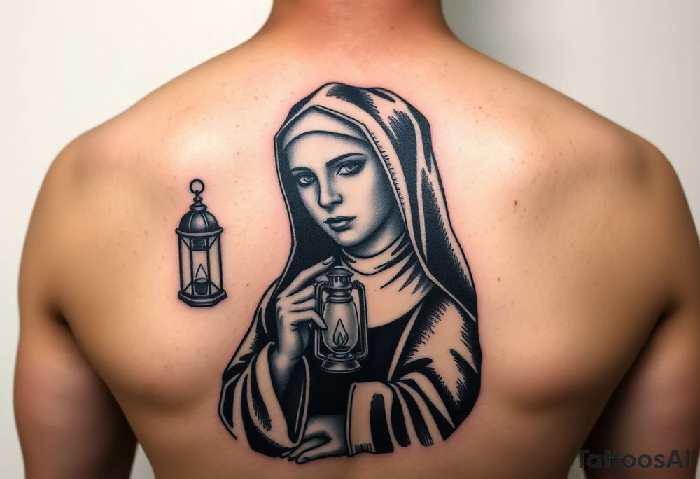 nun with lantern tattoo idea