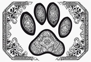 Dogs paw print with jaxy writing tattoo idea