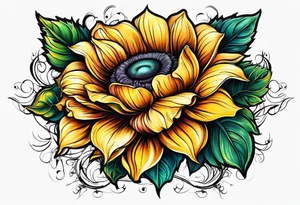 flower rose , sunflower, alien tattoo idea