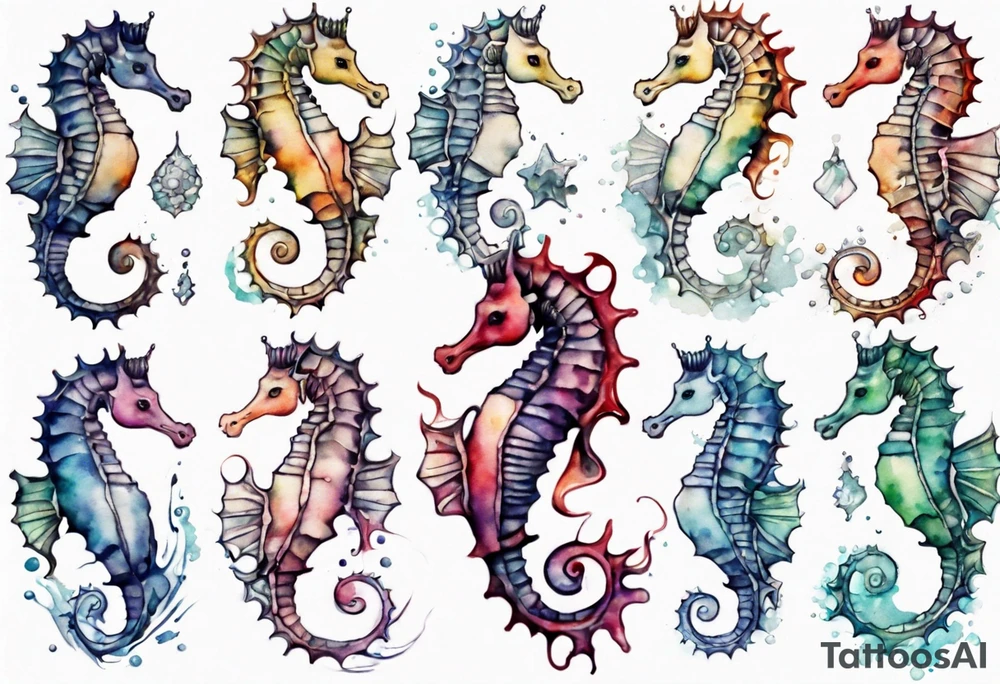a beautiful seahorse woman hybrid tattoo idea