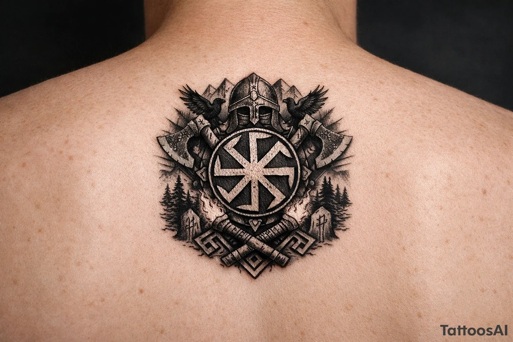 Ideas with pagan Slavic kolovrat tattoo idea