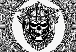 Valhalla sword shield axe Valknut chains tattoo idea