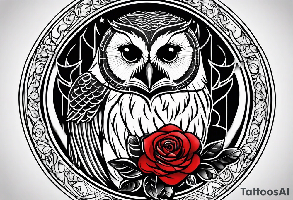 Barred owl and a rose tattoo idea
