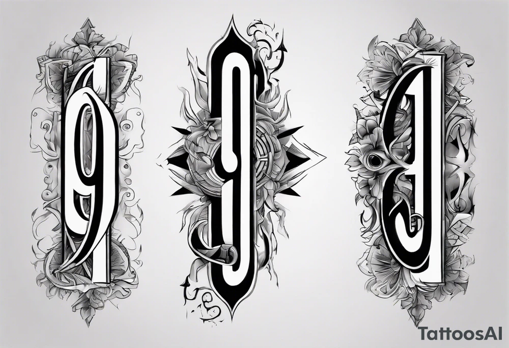 number 9 right side up and upside down connected tattoo black and grey on inside forearm 9:16 aspect ratio tattoo idea