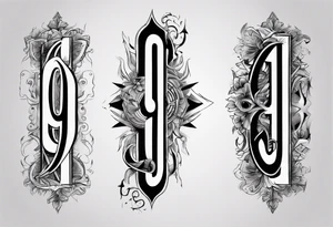 number 9 right side up and upside down connected tattoo black and grey on inside forearm 9:16 aspect ratio tattoo idea
