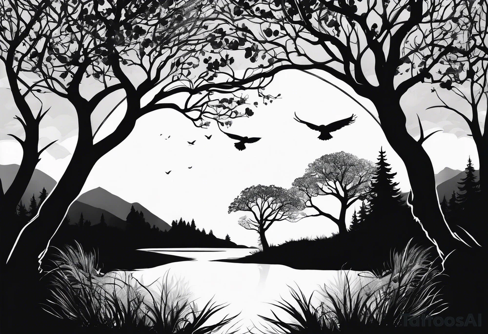Bäume silhouette tattoo idea