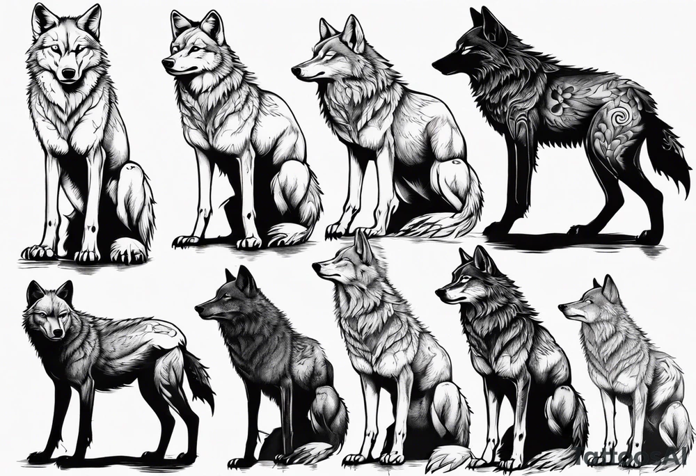 wolf standing on its hind legs tattoo idea
