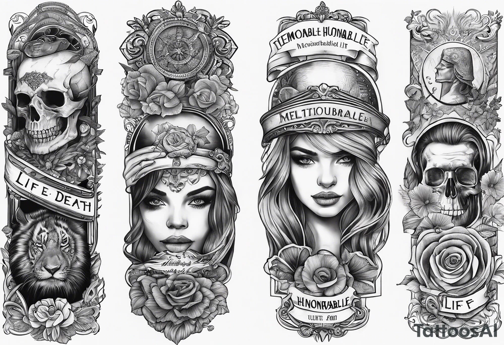 armband with these words: memorable life honorable death tattoo idea