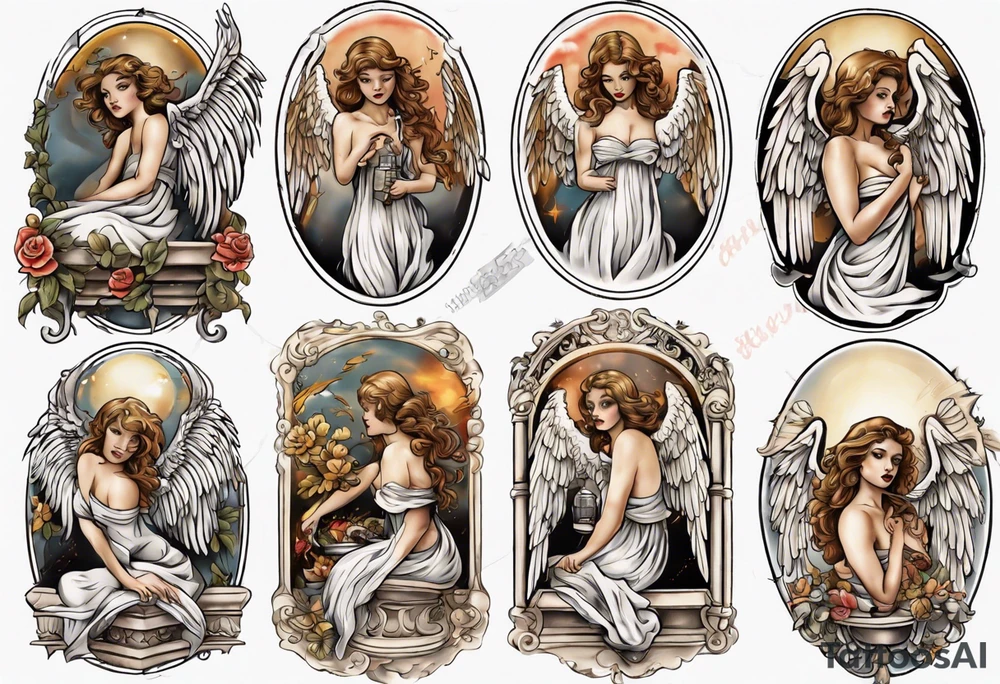 Angel on a balcony tattoo idea