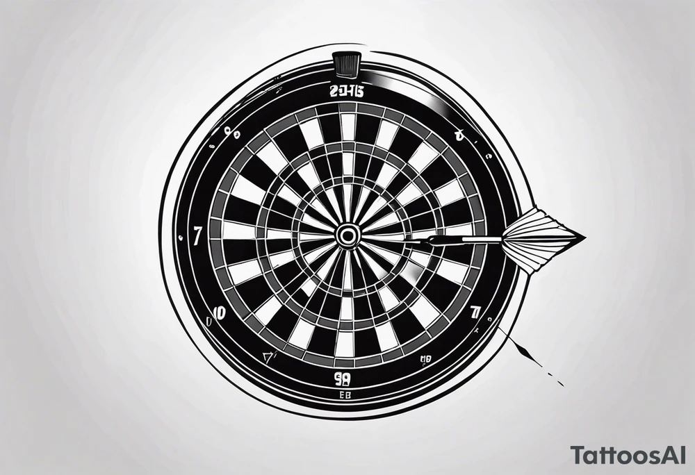 Dart thrown at a dartboard tattoo idea
