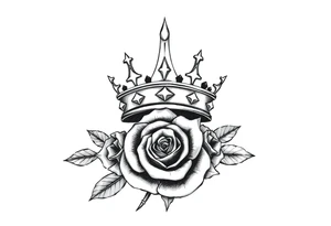 Kings crown above the name Aiden with a rose tattoo idea