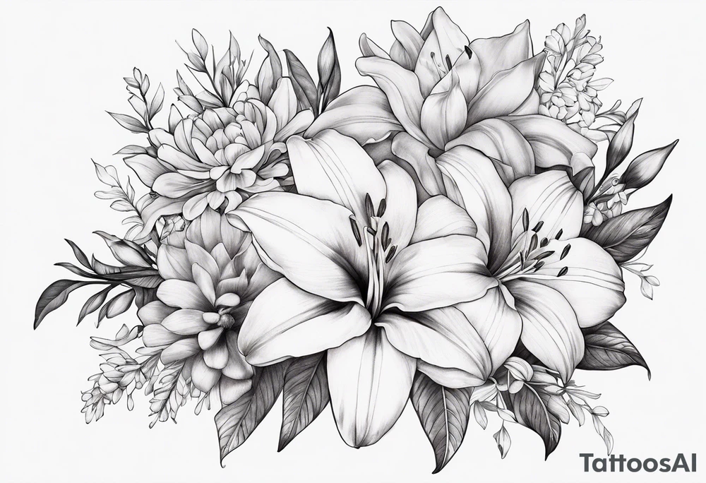 Floral with flowers biceps Lillie’s tattoo idea