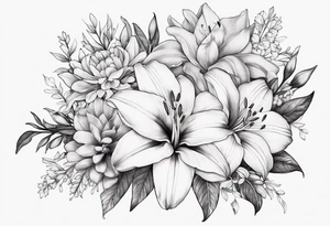 Floral with flowers biceps Lillie’s tattoo idea