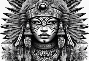 toroids, pyramids, Aztec teaky mask, native american tattoo idea