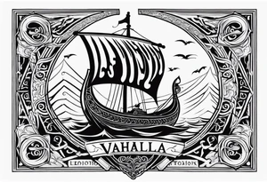 Valhalla sword shield viking ship dragon tattoo idea