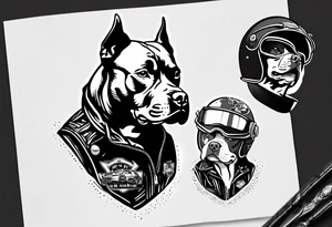 Pit bull with a motorcycle helmet tattoo idea