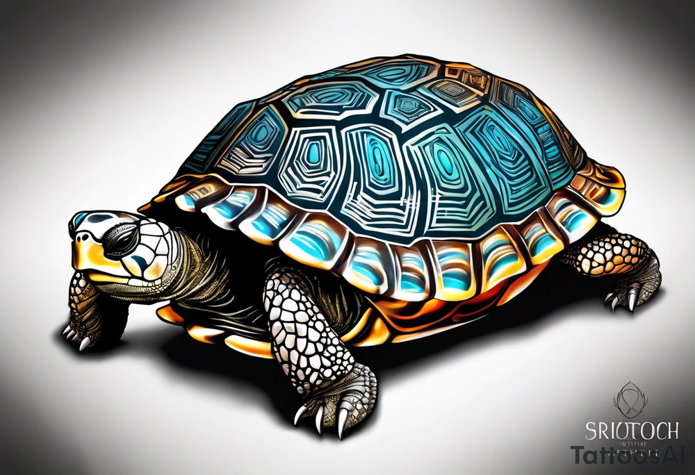 tribal tortoise with the name Sam engraved in the shell tattoo idea