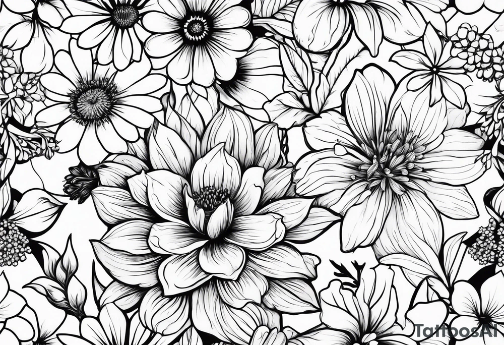 Wildflowers, smaller, vertical tattoo idea