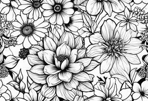 Wildflowers, smaller, vertical tattoo idea