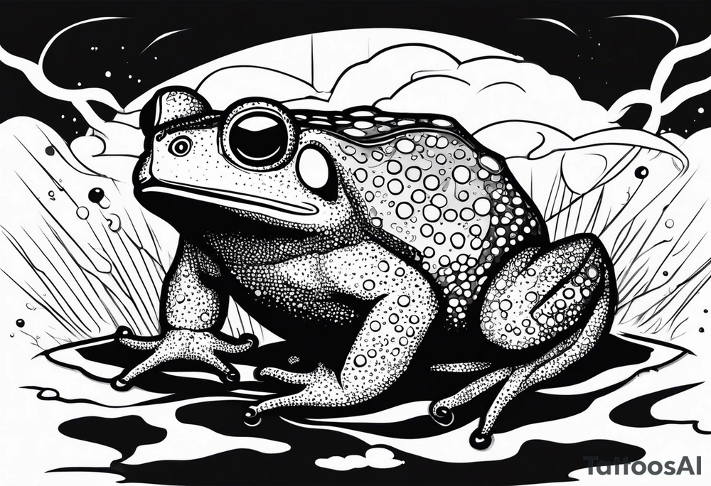 A toad in a thunderstorm tattoo idea