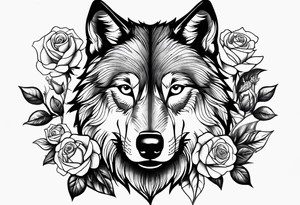 wolf and roses tattoo idea