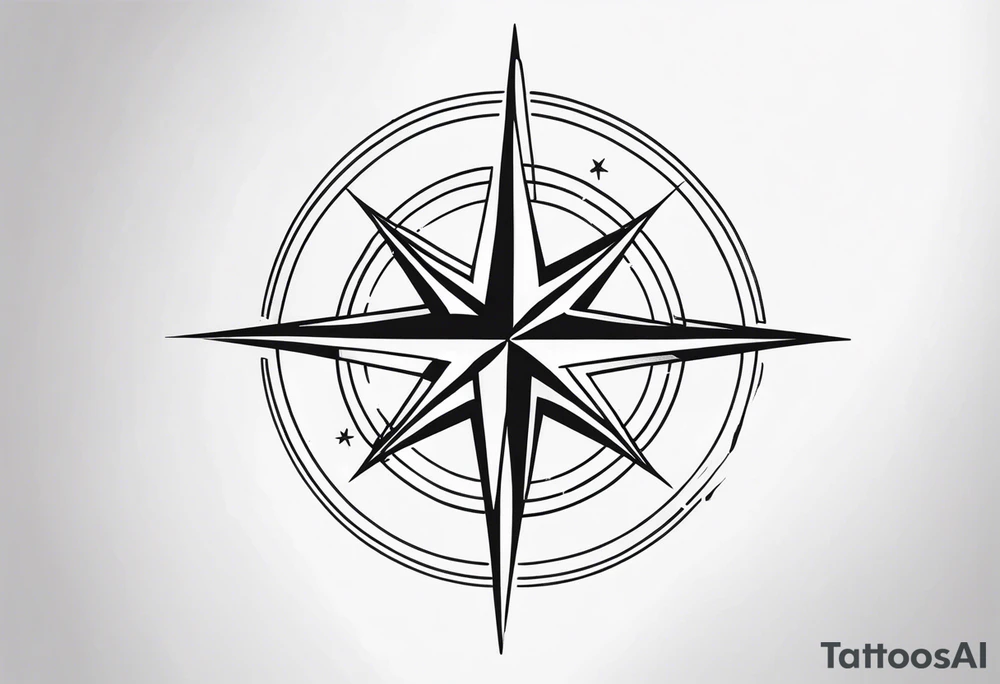 compass rose
 with long lines tattoo idea