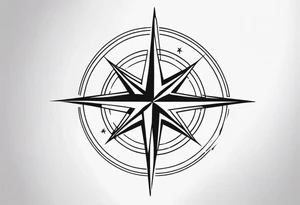 compass rose
 with long lines tattoo idea