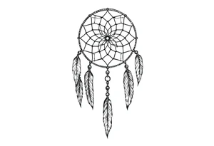 dreamcatcher, with feathers, authentic tattoo idea