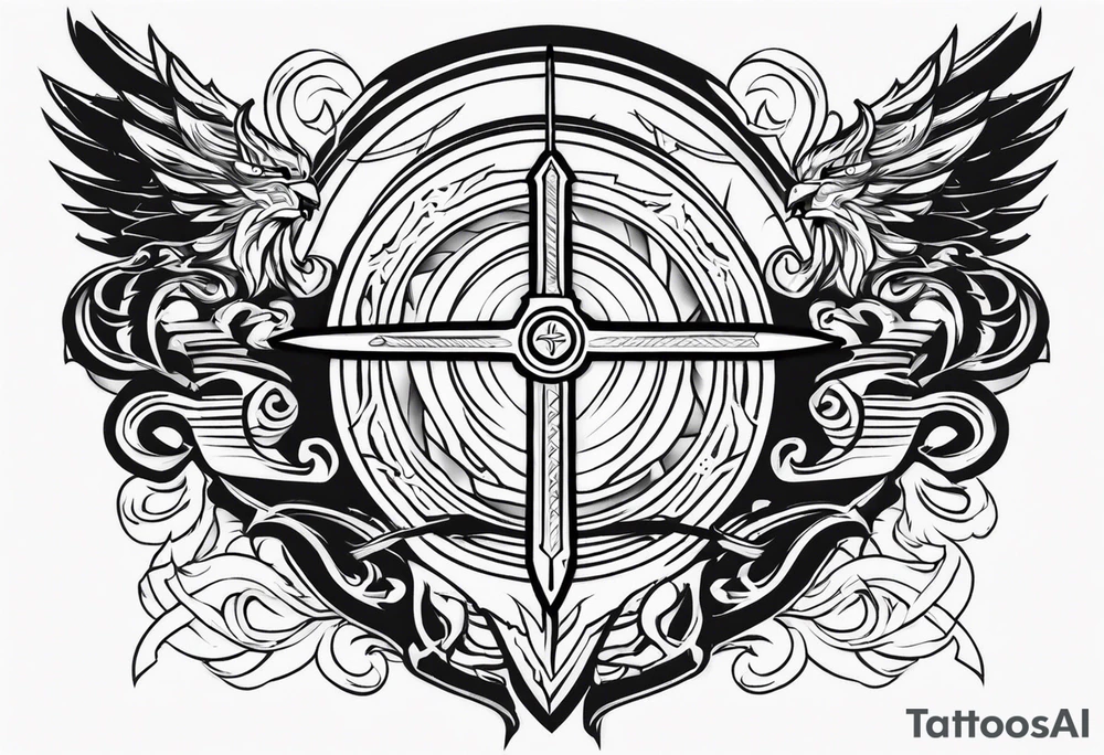 Valhalla sword shield lightning tattoo idea