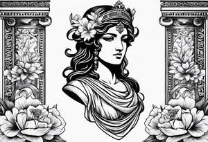 Greek Goddess Themis with flowers tattoo idea