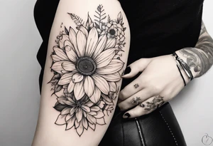 Uma tatuagem que cubra o braco todo com flores, tartaruga, sol, lua, borboletas tattoo idea