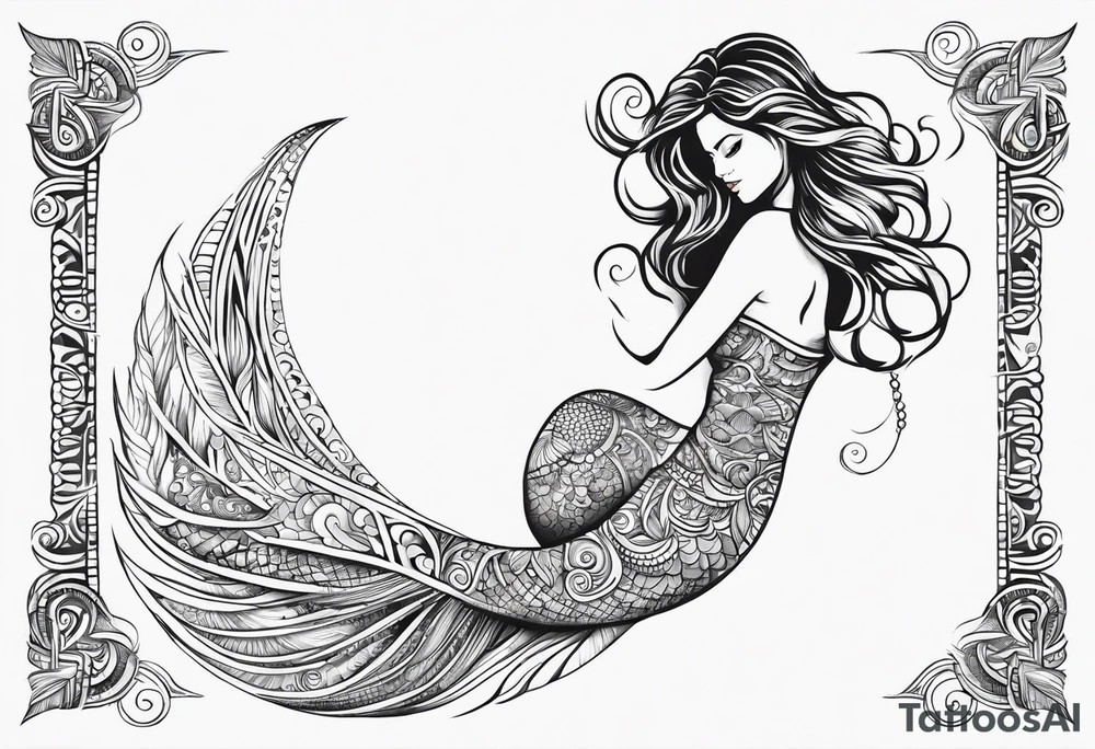 tribal 
pattern mermaid tail tattoo idea