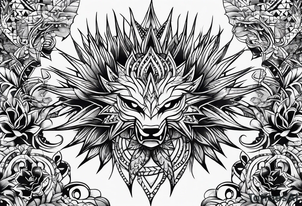 Spikey tattoo on chest tattoo idea