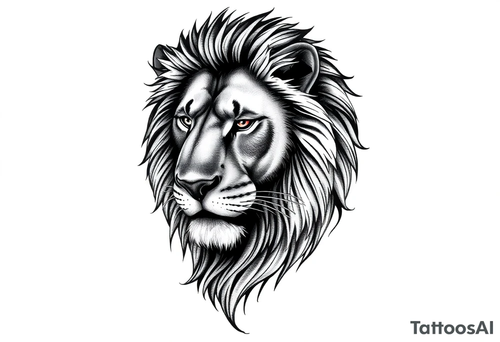 powerful majestic lion, close-up tattoo idea