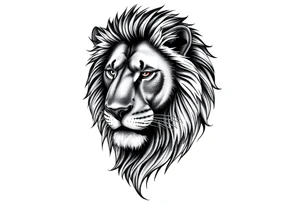 powerful majestic lion, close-up tattoo idea