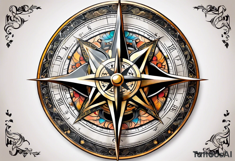 metal compass tattoo idea