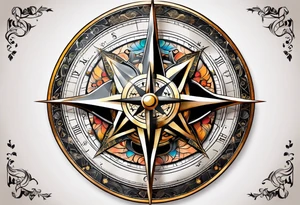 metal compass tattoo idea