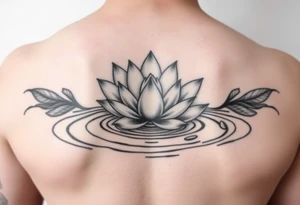 serene lotus flower emerging from sacred waters with ripples tattoo idea