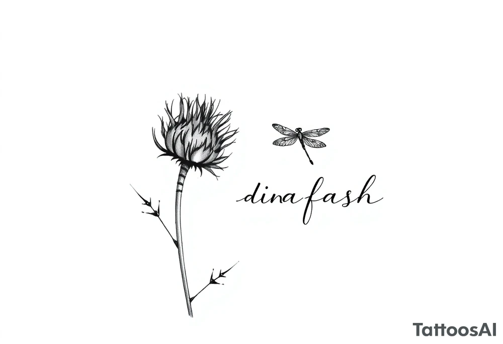 minimaliste thistle with dragonfly text : dinna fash tattoo idea minimaliste thistle with dragonfly text : dinna fash tattoo idea