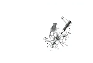 Hairdressing with scissors comb hairdryer tattoo idea
