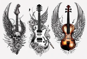CROSSEED GUITAR AND VIOLIN WITH WINGS tattoo idea
