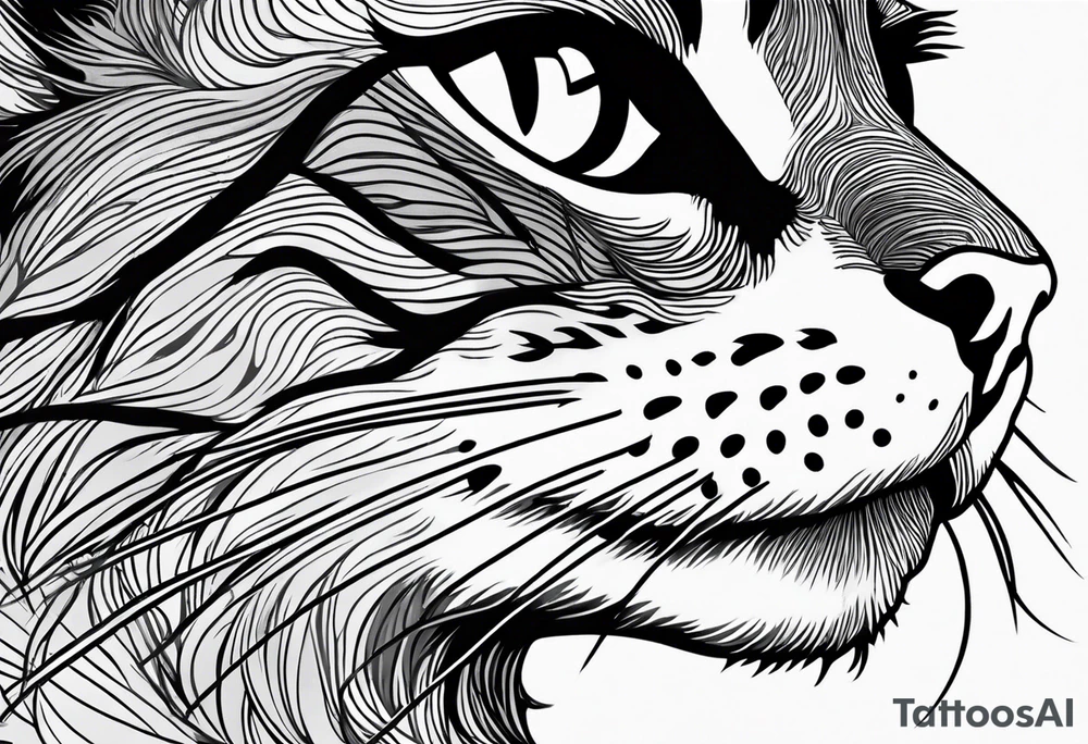 left side profile of a cat face tattoo idea