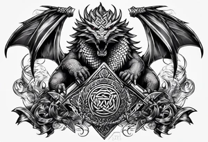 Valhalla sword chain barbed wire
 dragon axe Valknut tattoo idea