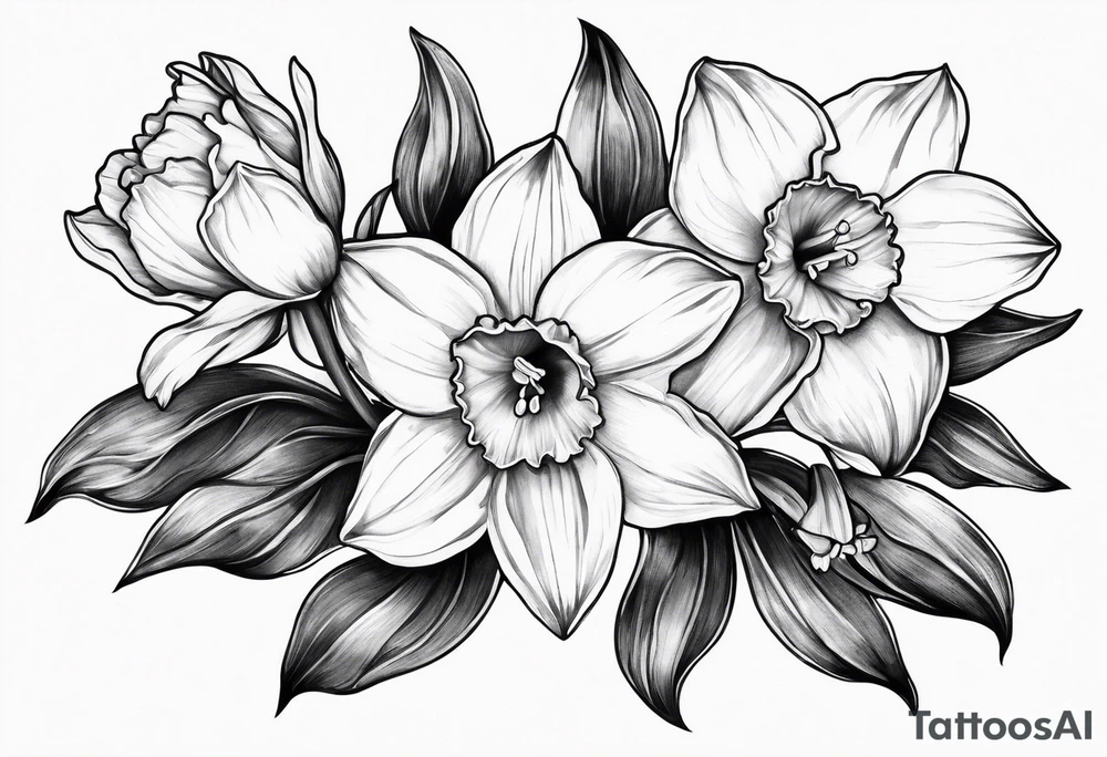 Daffodil birth flower chain tattoo idea