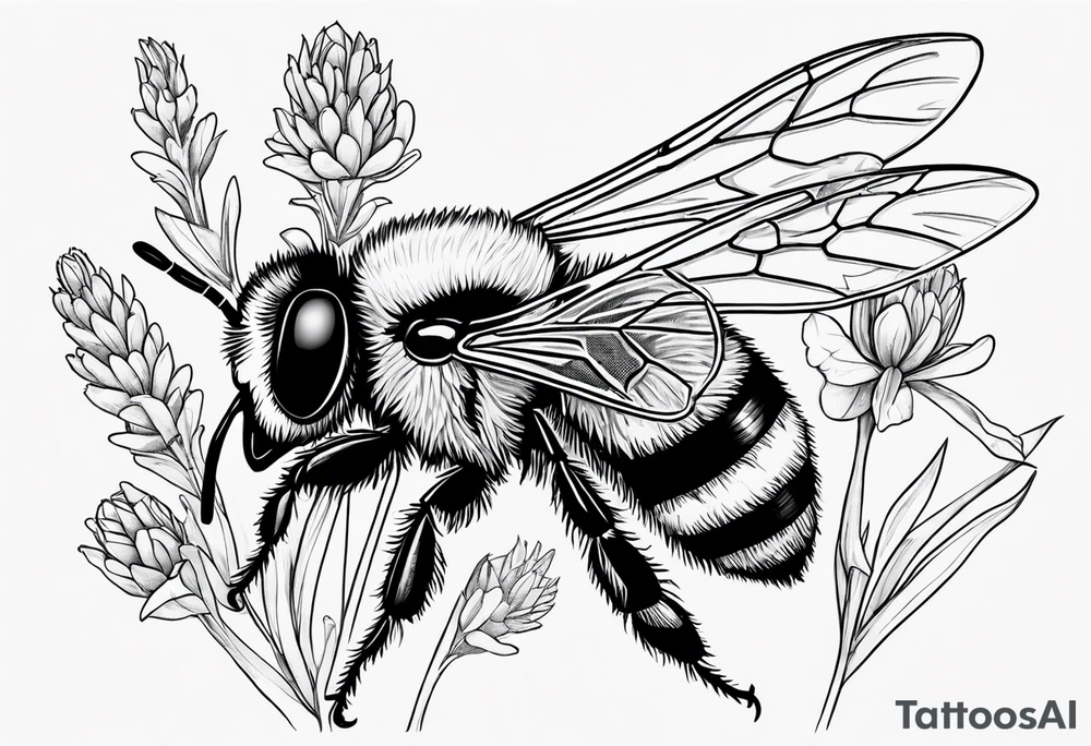 Lavender spring with bumblebee tattoo idea